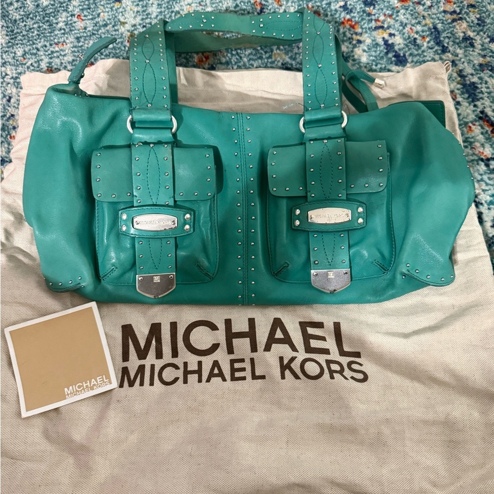 Michael Kors Teal Astor Shoulder Bag